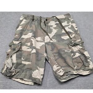 WearFirst Mens Camo Cargo Shorts Green Tan Camouflage Ripstop Cotton Size 36